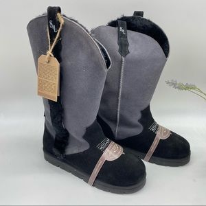 Superlamb  Women's Real Sheepskin and Suede Cowboy Boots, CWBYWN size 9E